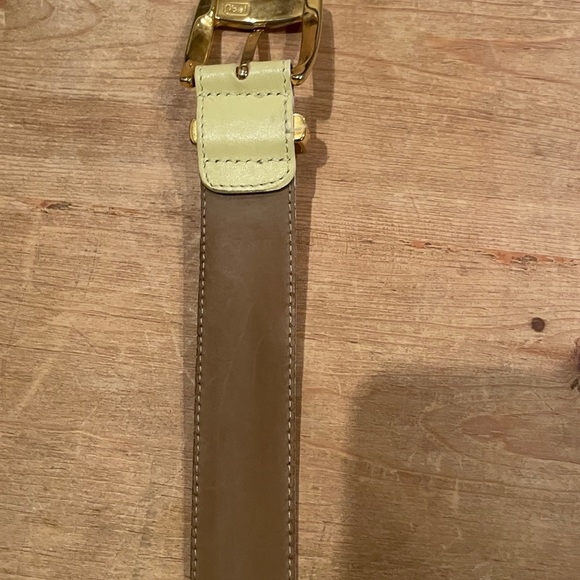 Talbots Made in Italy Butter Yellow Green Genuine Leather Belt Business Career L - Picture 5 of 7